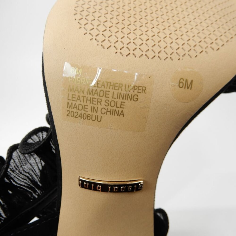 Gianni Bini Franz Sandals High Heels Size 6 Black Suede Chiffon Ruffle NEW - Picture 15 of 15